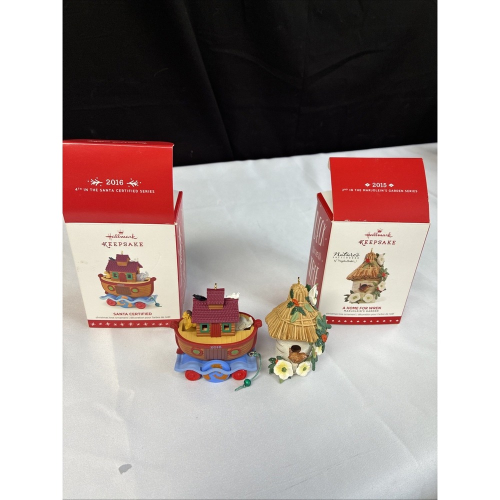 Hallmark Keepsake Ornaments Lot Santa Certified 2016 & A Home For Wren 2015